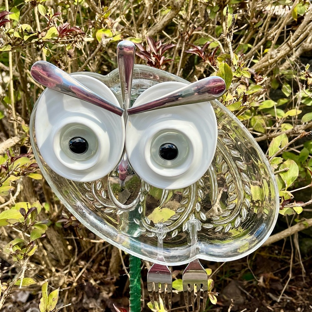 Glass garden owl, handcrafted - Picture 5 of 6